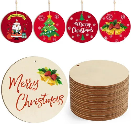 Miniatura 13 de Adornos de madera para árbol de Navidad para pintar, decoración de Navidad y Acción de Gracias, recortes sin terminar, 24 piezas de 3.5 x 3