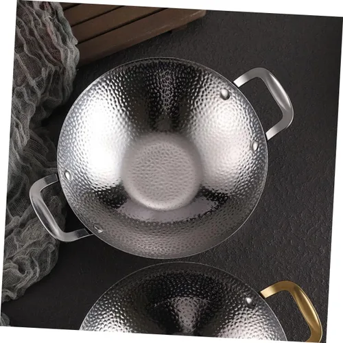 Miniatura 3 de Housoutil Tapa de olla de ramen coreano, sartén de acero inoxidable, plancha martillada, sartén para utensilios de cocina