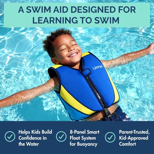 Miniatura 2 de Limmys Chaleco de natación para niños pequeños y niños, ayuda de natación de flotabilidad ajustable, certificado de seguridad CE, diseño galardonado