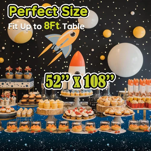 Miniatura 3 de 3 Paquetes - Mantel de Mesa Espacial, Cubierta de Mesa de Plástico con Tema de Galaxia, Cubierta de Mesa Desechable de Plástico con Estrellas