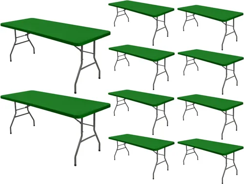 Miniatura 49 de Pack de 6 manteles de picnic elásticos ajustados para mesas rectangulares de 6 pies, impermeables, lavables, de spandex para patio, plegables