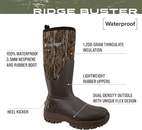 Miniatura 2 de FROGG TOGGS Botas de caza impermeables Ridge Buster de 21.16 oz para hombre, 23.28 oz Thinsulate, neopreno de 0.197 in