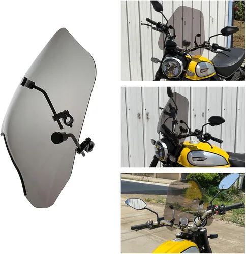 Miniatura 3 de FATECIM Parabrisas Pantalla de Motocicleta Ahumado de 15" Montaje en Manillar de 1 1/8" Deflector de Viento de Motocicleta Pantalla Universal