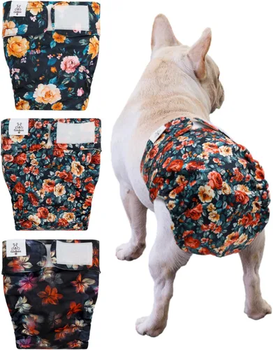 Miniatura 19 de CuteBone WWD28XS - Pañales lavables para perras, sin agujero para la cola, reutilizables, pantalones de entrenamiento para perritos, con cola