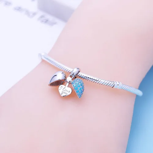 Miniatura 6 de SOUKISS Abalorios colgantes de plata de ley 925 con diseño de corazón de amor para Pandora, pulsera y collar