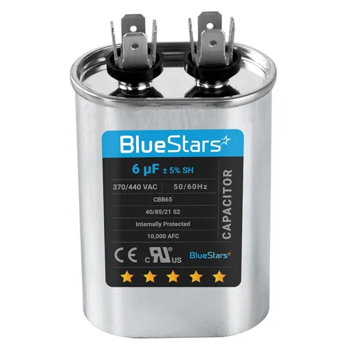 Miniatura 48 de [Listado UL] BlueStars 10 uF ± 5% MFD 370/440V CBB65 CBB65A Pieza de Repuesto de Capacitor de Arranque y Funcionamiento Ovalado - Capacitores