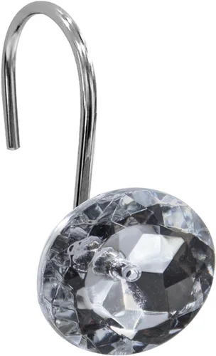 Miniatura 9 de Gibelle Ganchos para cortina de ducha, anillos de cortina de ducha en forma de diamante, ganchos para cortinero de baño, diamantes de imitación
