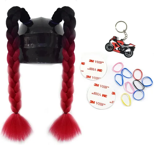 Miniatura 9 de 2 piezas de casco de coleta para motocicleta, cola de caballo, casco de bicicleta, trenzas de pelo para cualquier casco, decoración, copa