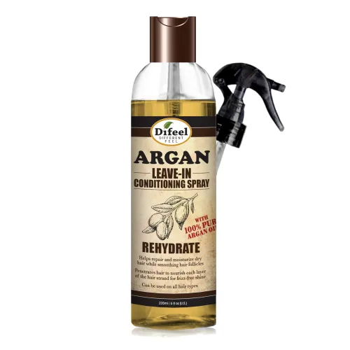 Miniatura 4 de Difeel Tratamiento acondicionador sin enjuague Rehydrate – Aceite de argán 100% puro de 6 onzas con tapa de pulverización y tapa dispensadora