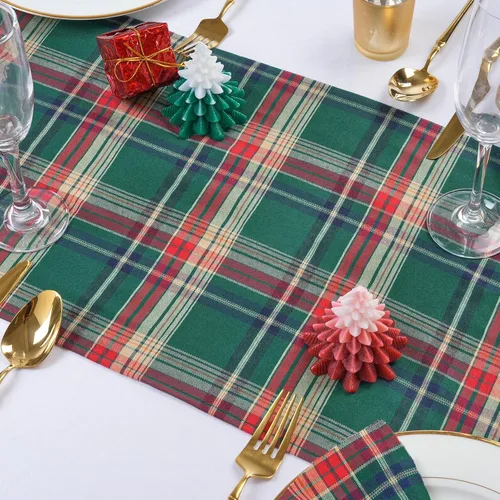 Miniatura 8 de Camino de mesa a cuadros de Navidad de búfalo, camino de mesa rectangular de cuadros de Navidad para decoración de mesa de cena de fiesta de Navidad