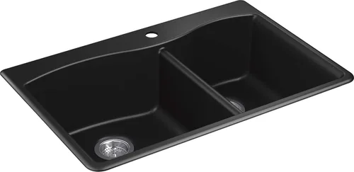 Miniatura 17 de KOHLER 28003-1-CM1 Kennon® - Fregadero de cocina de 25 pulgadas de montaje superior o inferior, incluye estante para fregadero, color negro mate