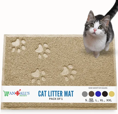 Miniatura 10 de Andalus Tapete Pequeño para Arena de Gatos, Paquete de 1 - Impermeable, Antideslizante y Fácil de Limpiar, Tapete para Caja de Arena de Gatos
