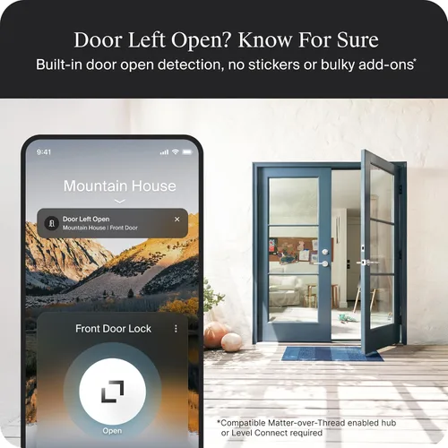 Miniatura 7 de Level Lock Pro - Cerradura inteligente más pequeña, rápida e innovadora del mundo - Cerrojo de seguridad de materia sobre rosca más llave Apple Home