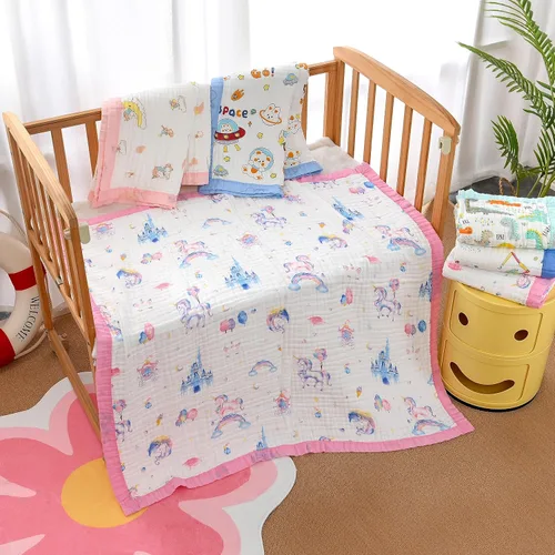 Miniatura 5 de Jay & Ava Manta de muselina de 42 x 42 pulgadas, manta de algodón suave para niño, manta de cama de 4 capas para cuna, manta de recepción grande