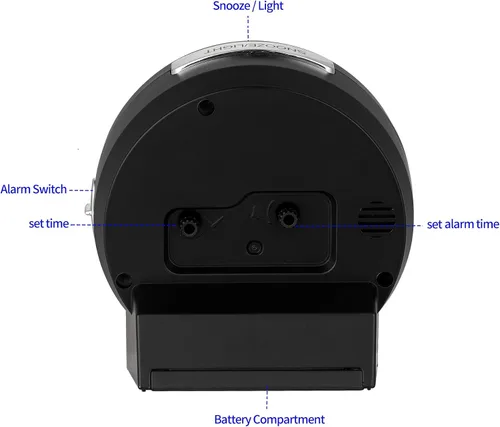 Miniatura 7 de Reloj despertador analógico sin tictac de 4.3 pulgadas, lectura silenciosa para personas mayores, fácil de configurar, alarma de aumento gradual