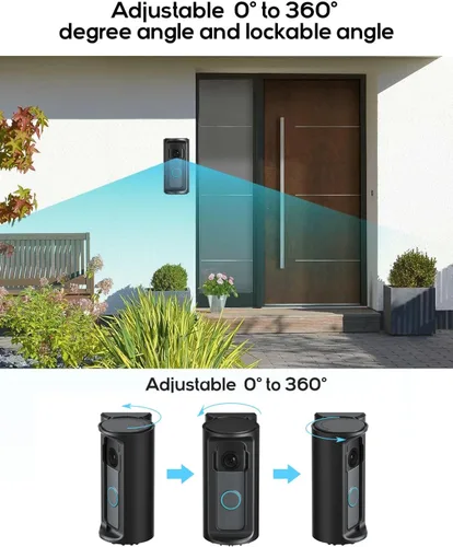 Miniatura 3 de KMOUANTS Soporte de Montaje de Ángulo Ajustable de 360° Grados para Timbre Compatible con Ring/Timbre de Video Inalámbrico/Timbre de Batería