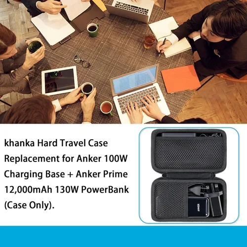 Miniatura 6 de khanka Funda de viaje rígida de repuesto para base de carga Anker de 100 W + batería externa Anker Prime de 12,000 mAh 130 W (solo funda).