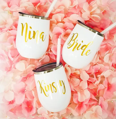 Miniatura 3 de Vaso de vino personalizado sin tallo de acero inoxidable, regalo de viaje para niñas, regalos de fiesta de boda, regalo de dama de honor, taza