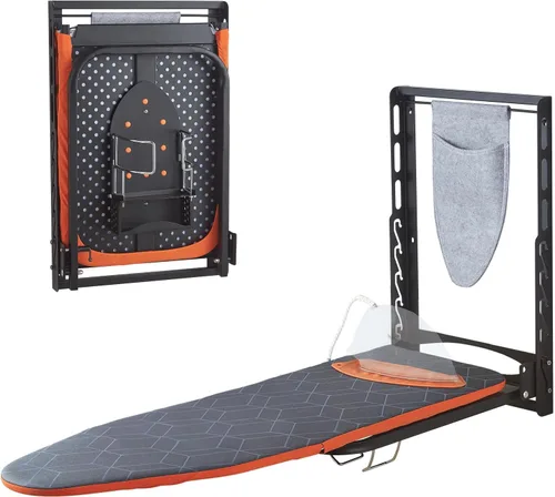 Miniatura 10 de Seiritex Tabla de planchar montada en la pared con soporte para plancha, 36 x 13 pulgadas, tabla de planchar plegable de montaje compacto