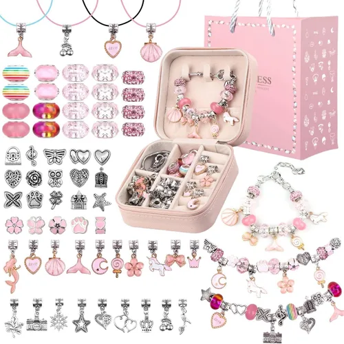 Miniatura 8 de UFU Kit de fabricación de pulseras con dijes, kit de fabricación de joyas, regalo para niñas de 5, 6, 7, 8 a 12, un dulce regalo de cumpleaños