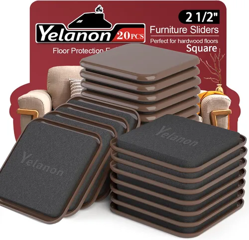 Miniatura 9 de Yelanon Deslizadores de Muebles, 8 piezas - Deslizadores de Muebles Cuadrados Beige de 4 3/4" para Alfombra, Deslizadores Movibles de Muebles