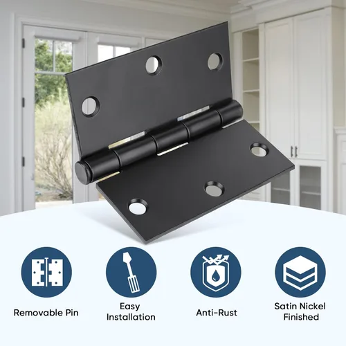 Miniatura 2 de TICONN Paquete de 18 bisagras de puerta de 3.5 pulgadas con pasador extraíble, herrajes para puertas residenciales bifold de hierro de 3-1/2 x 3-1/2