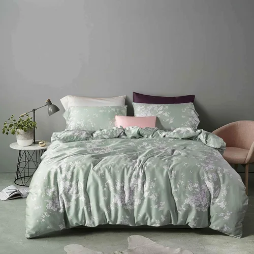 Windflower Bedding Bloomfield - Juego de funda de edredón floral de 3 piezas, algodón botánico, naturaleza, vides, ramas, pájaros, mariposas, flores
