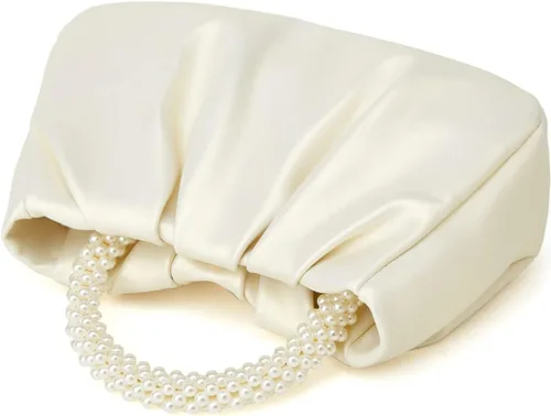 Miniatura 3 de Bolso de noche para mujer, con perlas, elegante, fruncido, para noche, hobo, bolso cruzado para boda, fiesta, baile de graduación 2023