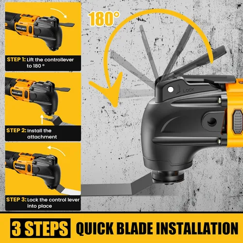 Miniatura 5 de Kit de múltiples herramientas oscilantes compatible con batería DEWALT de 20 V, herramientas oscilantes inalámbricas con motor sin escobillas, 6
