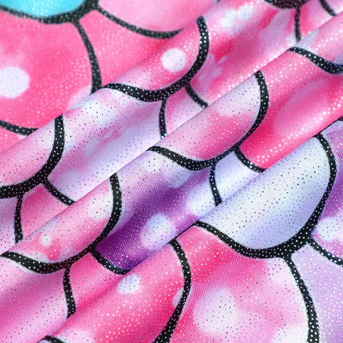 Miniatura 4 de Leotardos de gimnasia para niñas, mallas de baile para niñas pequeñas, ropa de baile atlética y brillante con diseño de sirena, unicornio