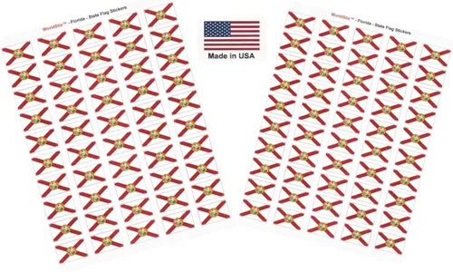 Miniatura 193 de 100 calcomanías de la bandera de Alaska; 1.5" x 1" hechas en Estados Unidos, calcomanías autoadhesivas de la bandera del estado para álbumes