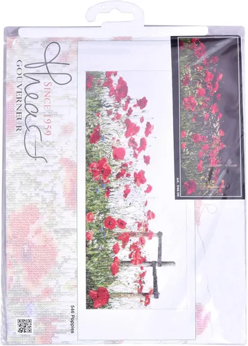 Miniatura 5 de Thea Gouverneur - Kit de punto de cruz, amapolas - Aida Black - 18 unidades - Kit de bordado para adultos - Hilos de bordado DMC y otros suministros