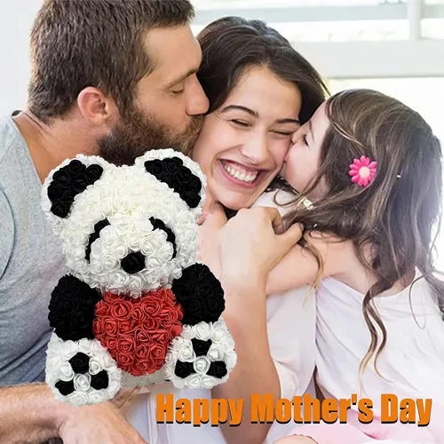 Miniatura 3 de Oso de rosas hecho a mano, oso de peluche de rosas eternas, juego de oso de rosas eternas, día de San Valentín, aniversario, día de la madre, Panda
