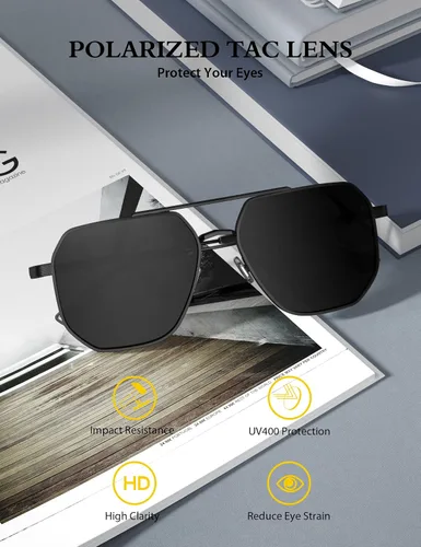 Miniatura 3 de LUENX, Aviator - Gafas de sol polarizadas, para hombres y mujeres, protección UV 400, con funda 60MM