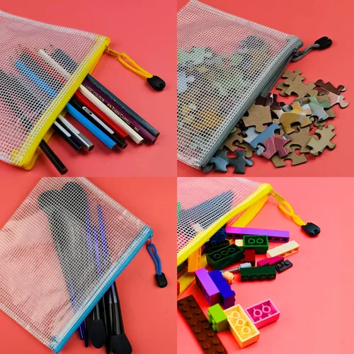 Miniatura 5 de Bolsas de malla con cremallera de 3 x 5 pulgadas, carpetas de archivos de plástico con cremallera, bolsas de rompecabezas para organizar