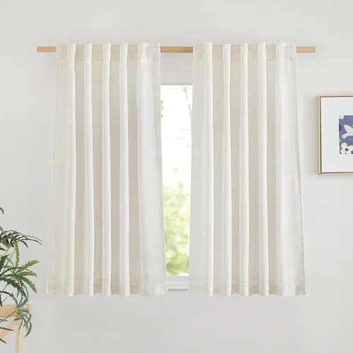 Miniatura 34 de NICETOWN Cortinas de lino semitraslúcidas para dormitorio, bolsillos para barra y pestaña trasera, tratamientos de ventana transparentes de lino