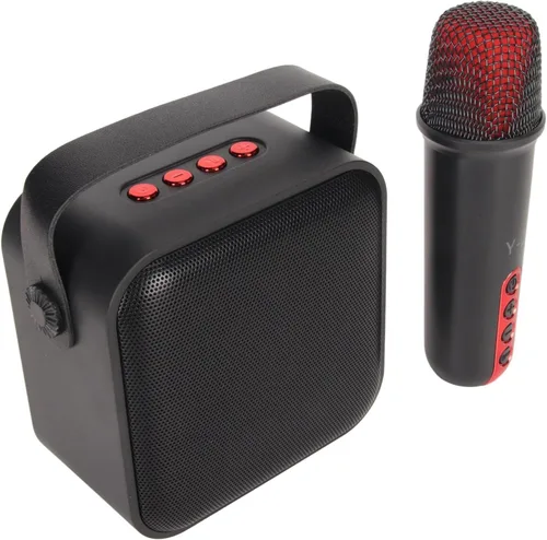 Miniatura 7 de Juego de mini máquina de karaoke con altavoz, micrófono inalámbrico, gran campo de sonido, chip profesional, múltiples conexiones, batería de larga