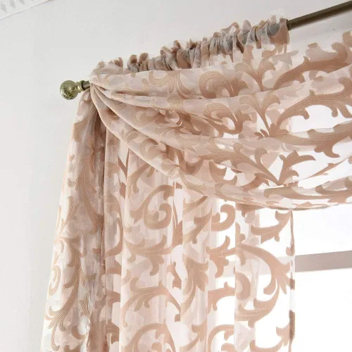 Miniatura 7 de NAPEARL Cenefa de cortina para ventana color beige, estilo europeo, de jacquard, decorativa, para arco de boda, cortina de cama transparente