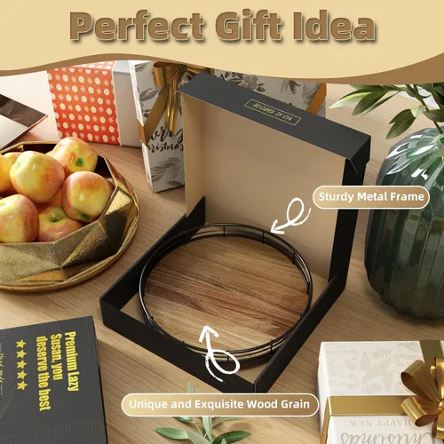 Miniatura 6 de Bandeja giratoria de tocador de Acacia de 9" para baño, organizador redondo de encimera de baño estilo granja para jabón y perfume, organizador