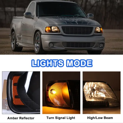Miniatura 7 de ROXX Conjunto de faros delanteros con luces de esquina para Ford F150 1997-2003 y Ford Expedition 1997-2002/Para Ford F250 Light Duty 1997-1999, par