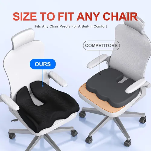 Miniatura 2 de Benazcap Cojín de asiento de espuma viscoelástica de tamaño mediano grande para silla de oficina, cojín ergonómico para alivio de presión, ciática