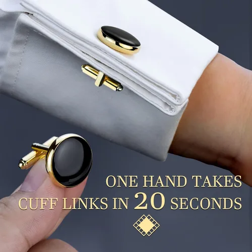 Miniatura 2 de HAWSON Juego de gemelos y tachuelas de esmoquin para hombre con caja de regalo joyas o accesorios para hombre adecuados para traje negro, camisas