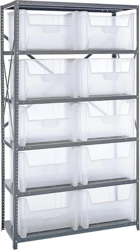 Miniatura 522 de Quantum QSBU-245BK Heavy Duty Shelving Unit with (7) Shelves and (24) QUS245 Black Bins for Garage Warehouse Storage Distribution 400 lb Load