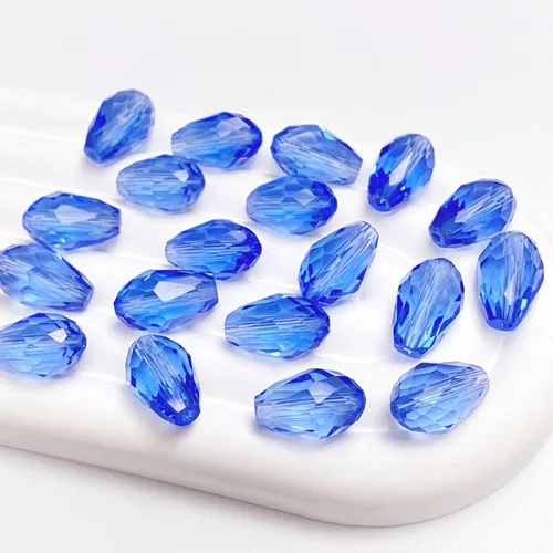 Miniatura 17 de 100 cuentas de cristal de lágrima de 0.236 x 0.315 pulgadas, forma facetada, agujero vertical, cuentas de vidrio sueltas, manualidades, pulseras
