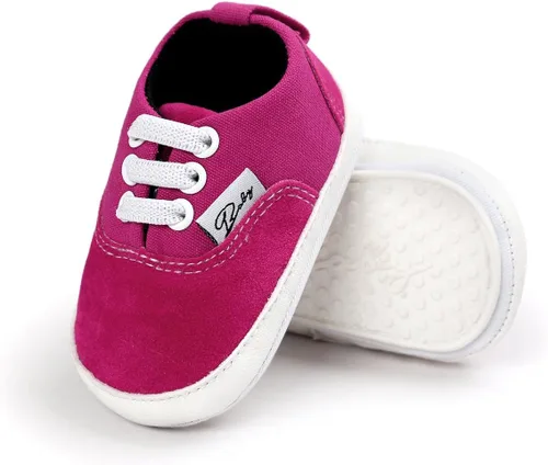 Unisex Baby Girls Boys Shoes Infant Canvas Sneakers Anti-Slip Rubber Sole Newborn Crib Shoes Toddler Outdoor Athletic First Walkers