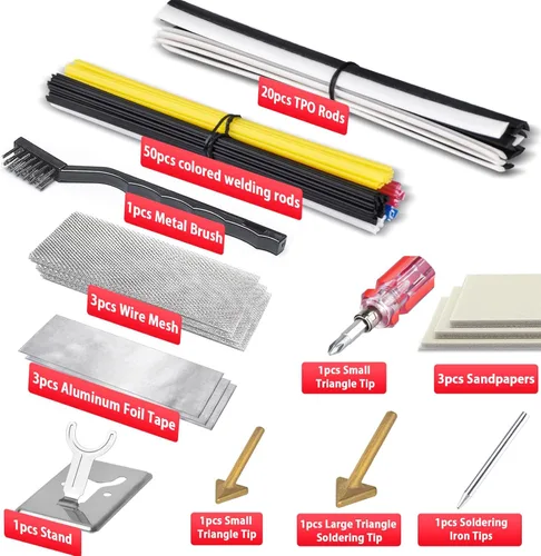 Miniatura 5 de Kit de soldador de plástico de 150 W, kit de soldadura de plástico con control de temperatura de 3 velocidades, herramienta profesional de soldadura