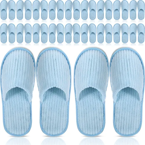 Miniatura 10 de Panitay 20 pares de pantuflas de spa reutilizables para invitados, lavables con triple capa de forro polar coral para el hogar, interiores, hoteles