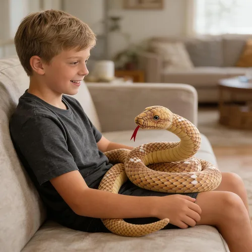 Miniatura 3 de Mukouxun Serpiente de peluche gigante de 112 pulgadas, serpiente de peluche para niños, juguetes de broma de animales de peluche, anaconda gigante
