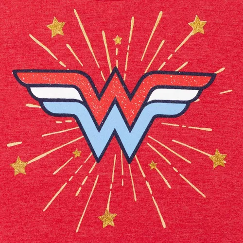Miniatura 4 de DC Comics Conjunto de camiseta de la Liga de la Justicia Mujer Maravilla y pantalones cortos de delfín retro activo para bebés y niños grandes