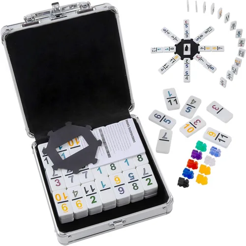 Homwom - Juego de Mexican Train Dominó, carretas hasta el número 12 con caja de aluminio